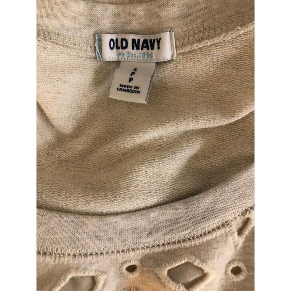 Old Navy Women’s Size Small Crewneck Sweater Cut Out Detail Cotton - Beige - Picture 4 of 4